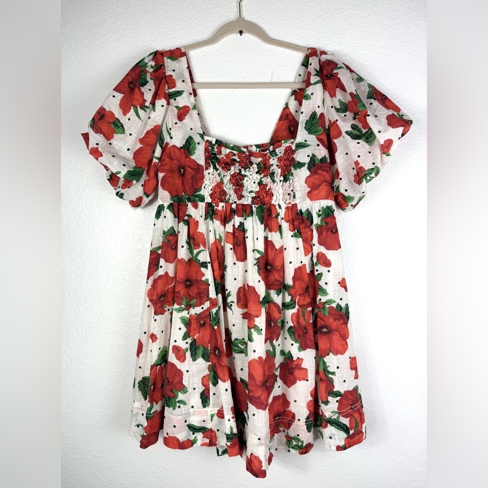 Anthropologie Maeve Red and Green Floral Dress - Picture 2 of 9